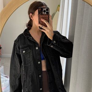 adidas Women's Black Denim Jacket (zip off sleeves)